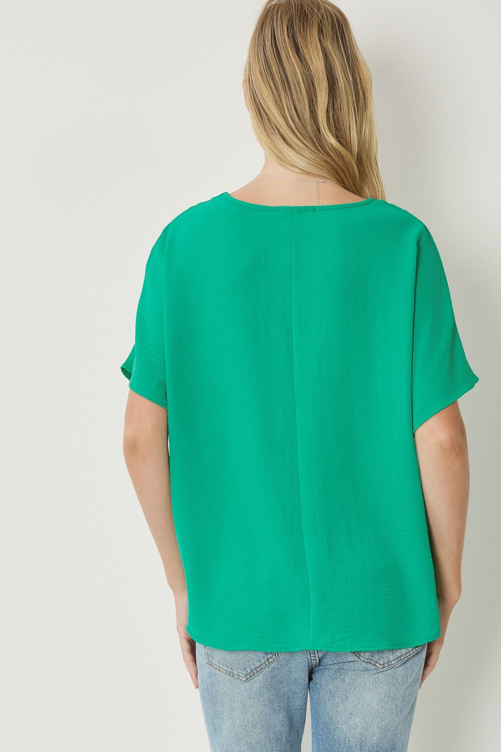 Kelly Green Short Sleeve V-Neck Top