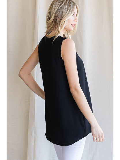 Black V-Neck Sleeveless Top